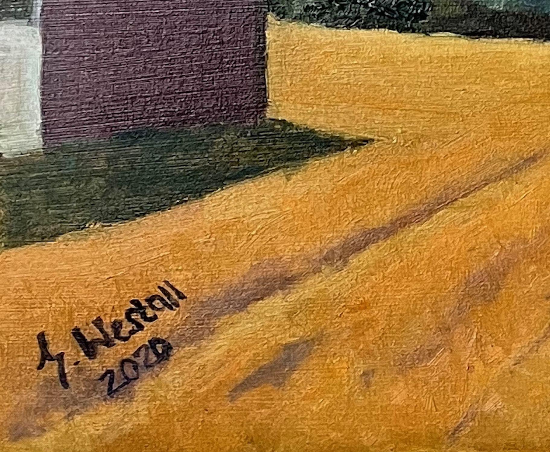 Strohbalken, Gemälde, Öl auf MDF-Tafel (Impressionismus), Painting, von Gary Westall