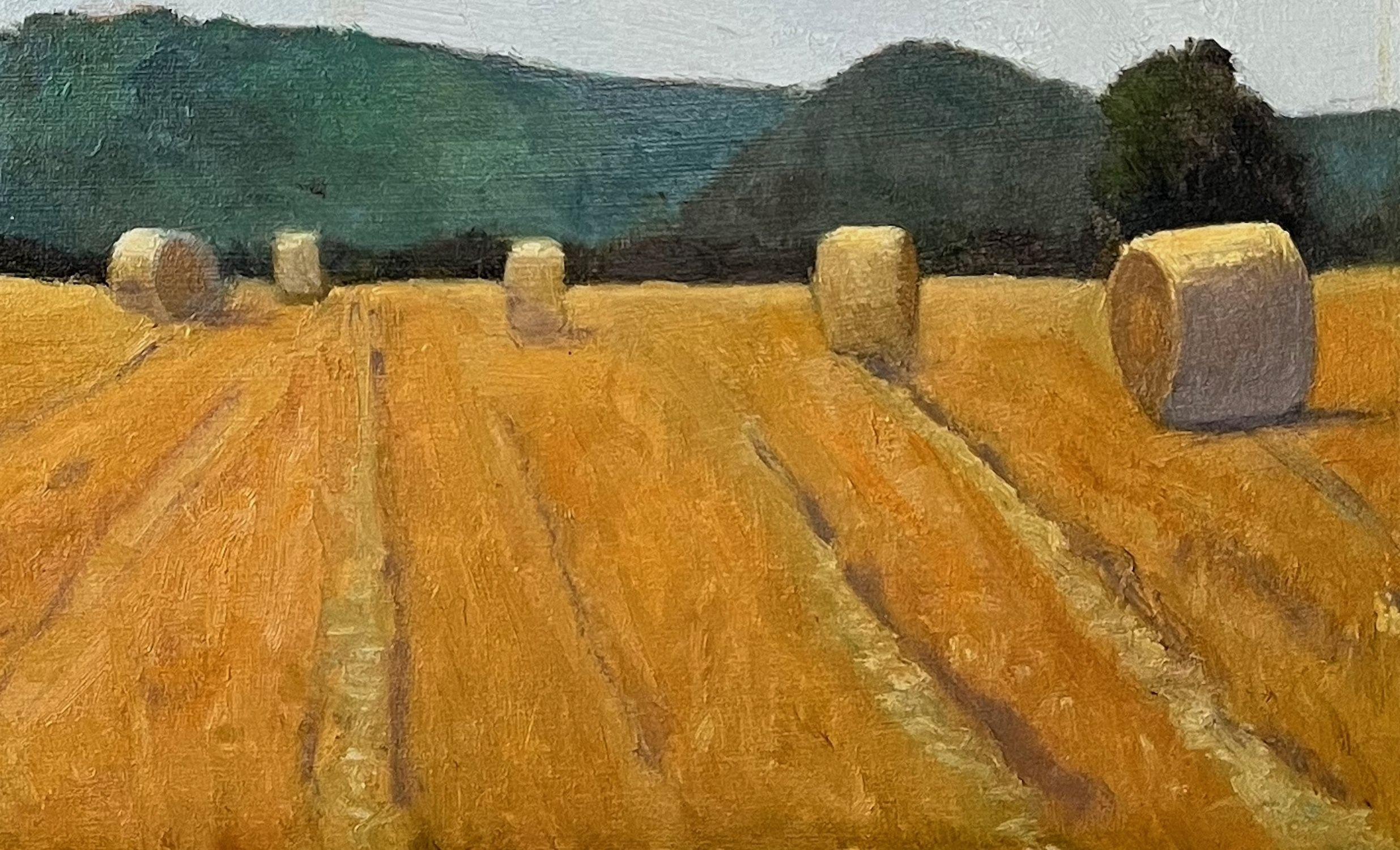 Dieses Bild habe ich auf einem Feld in der Nähe von Isenstedt, Deutschland, gemalt. Ich habe die Ballen in meinem Auto auf der B239 entdeckt und bin sofort hingefahren. Der Bauer war sehr freundlich und erlaubte mir den Zugang zu seinem Feld.  