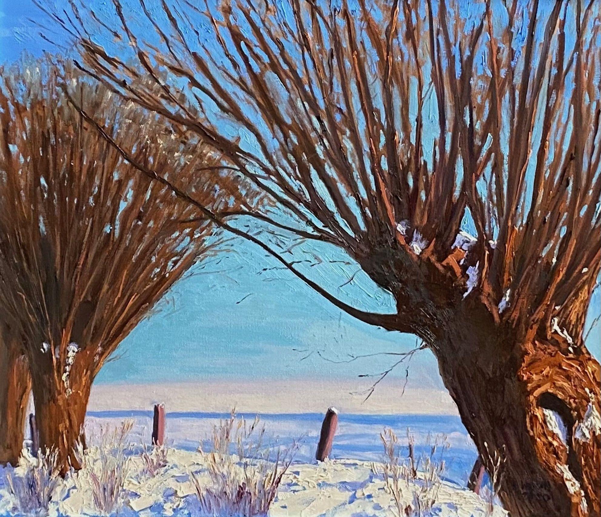 Willows are for me amazing creations of nature. They have such a powerful survival instinct , no matter was happens they carry on with their life. They are powerful and a wonder of nature. :: Painting :: Impressionist :: This piece comes with an