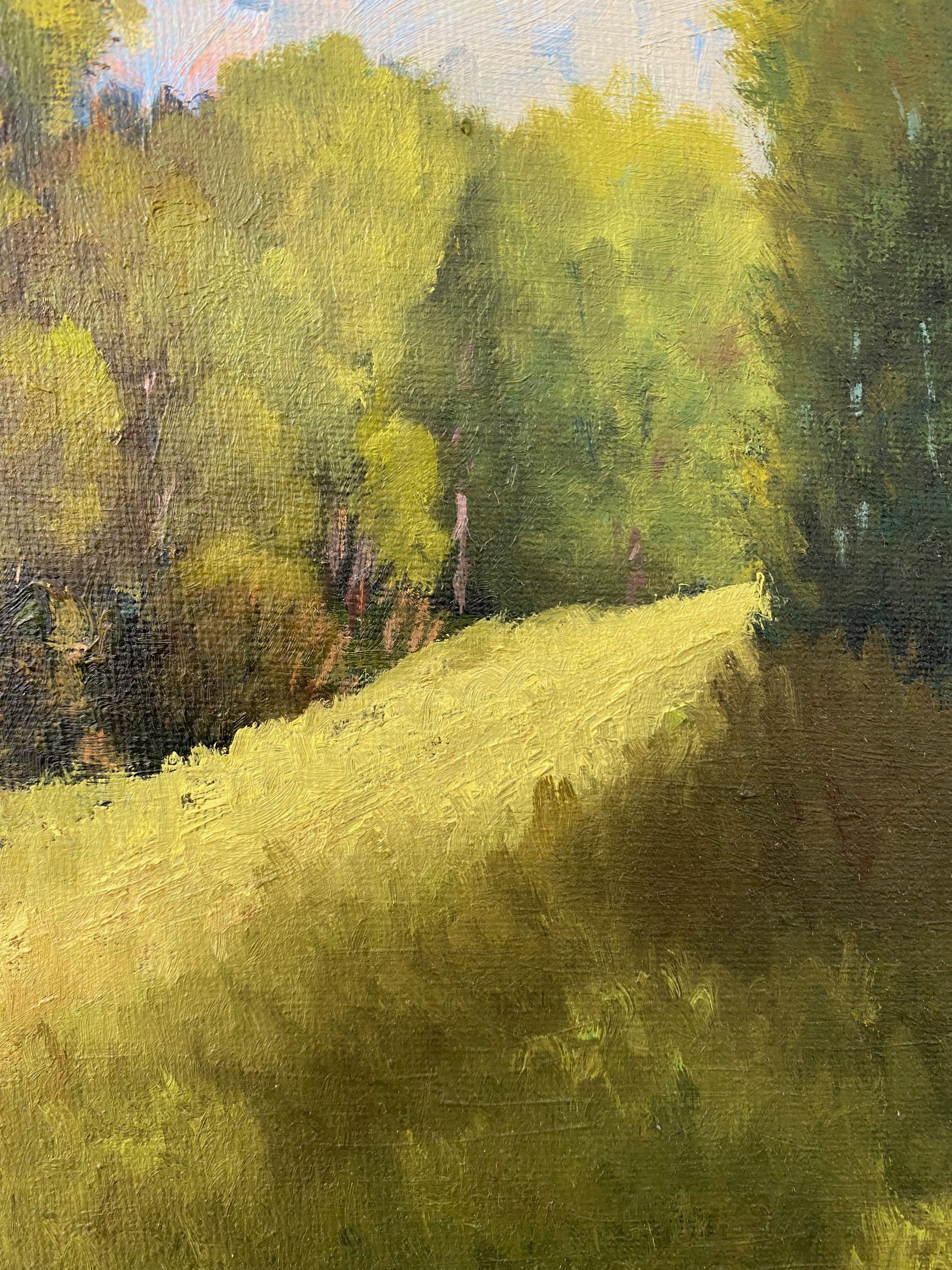 Painted in 2016. Inspired by a clearing in a nearby wood :: Painting :: Impressionist :: This piece comes with an official certificate of authenticity signed by the artist :: Ready to Hang: Yes :: Signed: Yes :: Signature Location: Bottom right ::