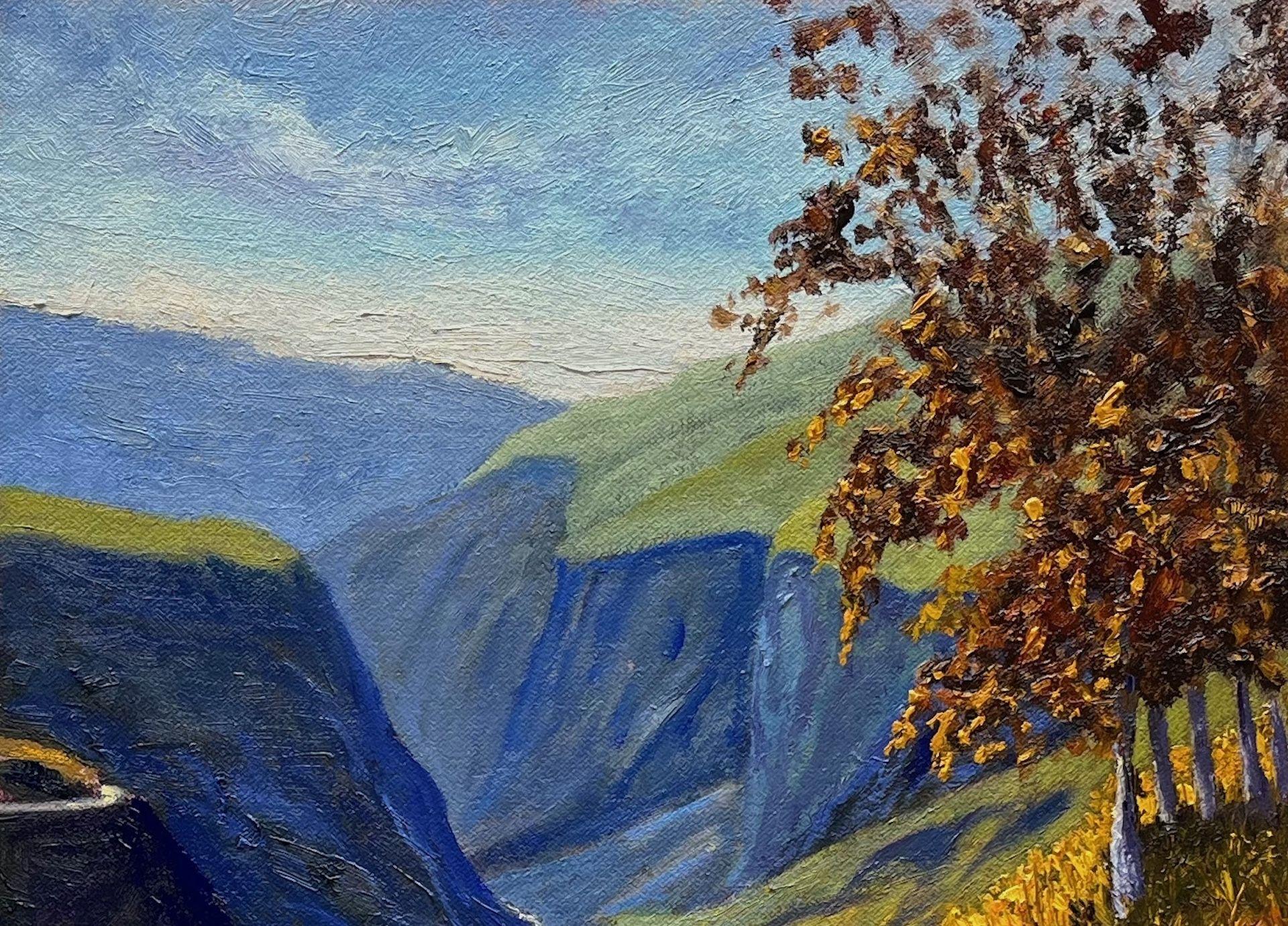 VÃ¸ringsfossen Eidfjord, Norwegen, Gemälde, Öl auf MDF Platte im Angebot 1