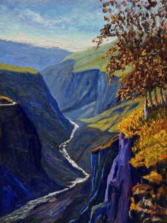 VÃ¸ringsfossen Eidfjord, Norwegen, Pittura, Olio su pannello MDF