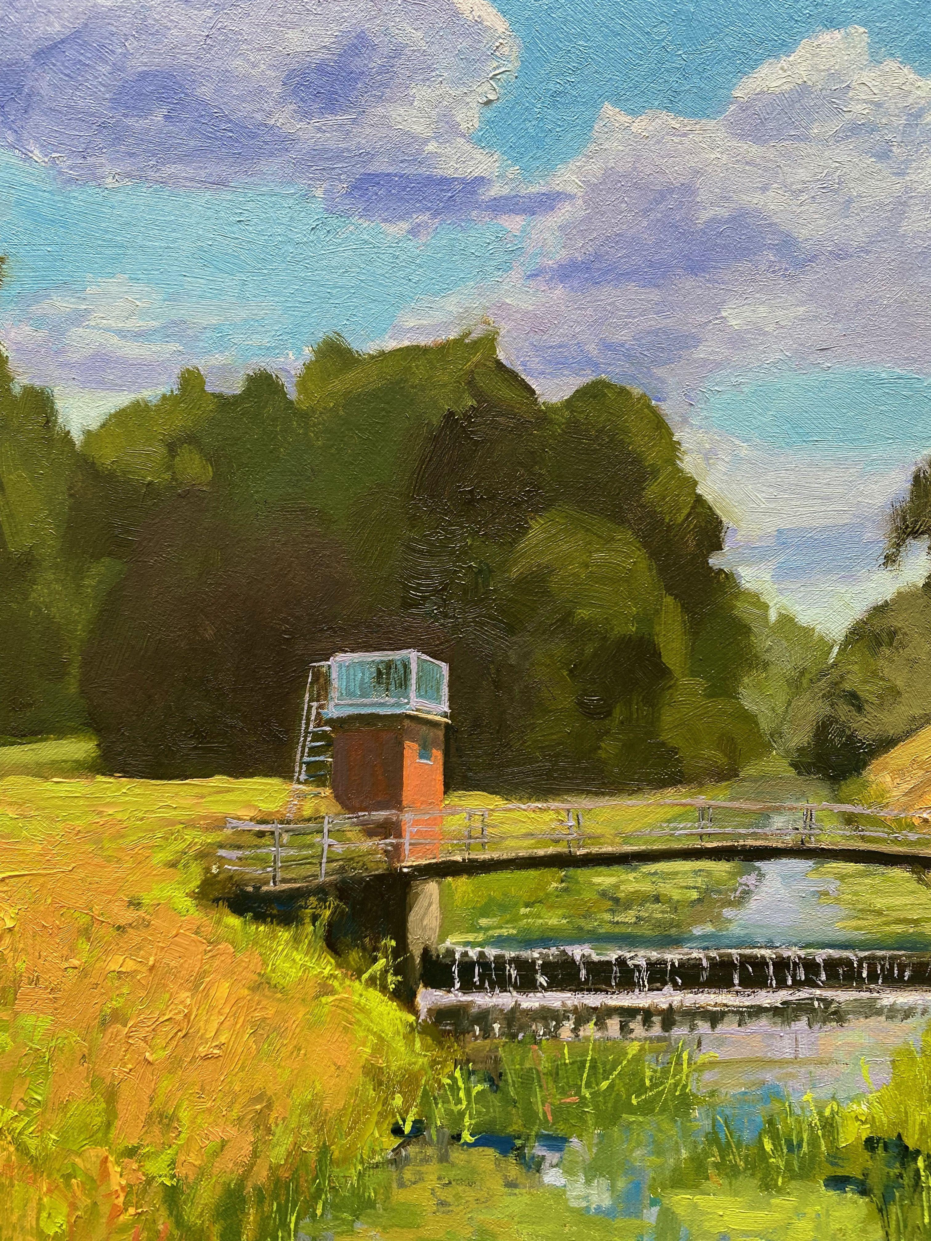 Weir GroÃŸe Aue, Painting, Oil on MDF Panel For Sale 1