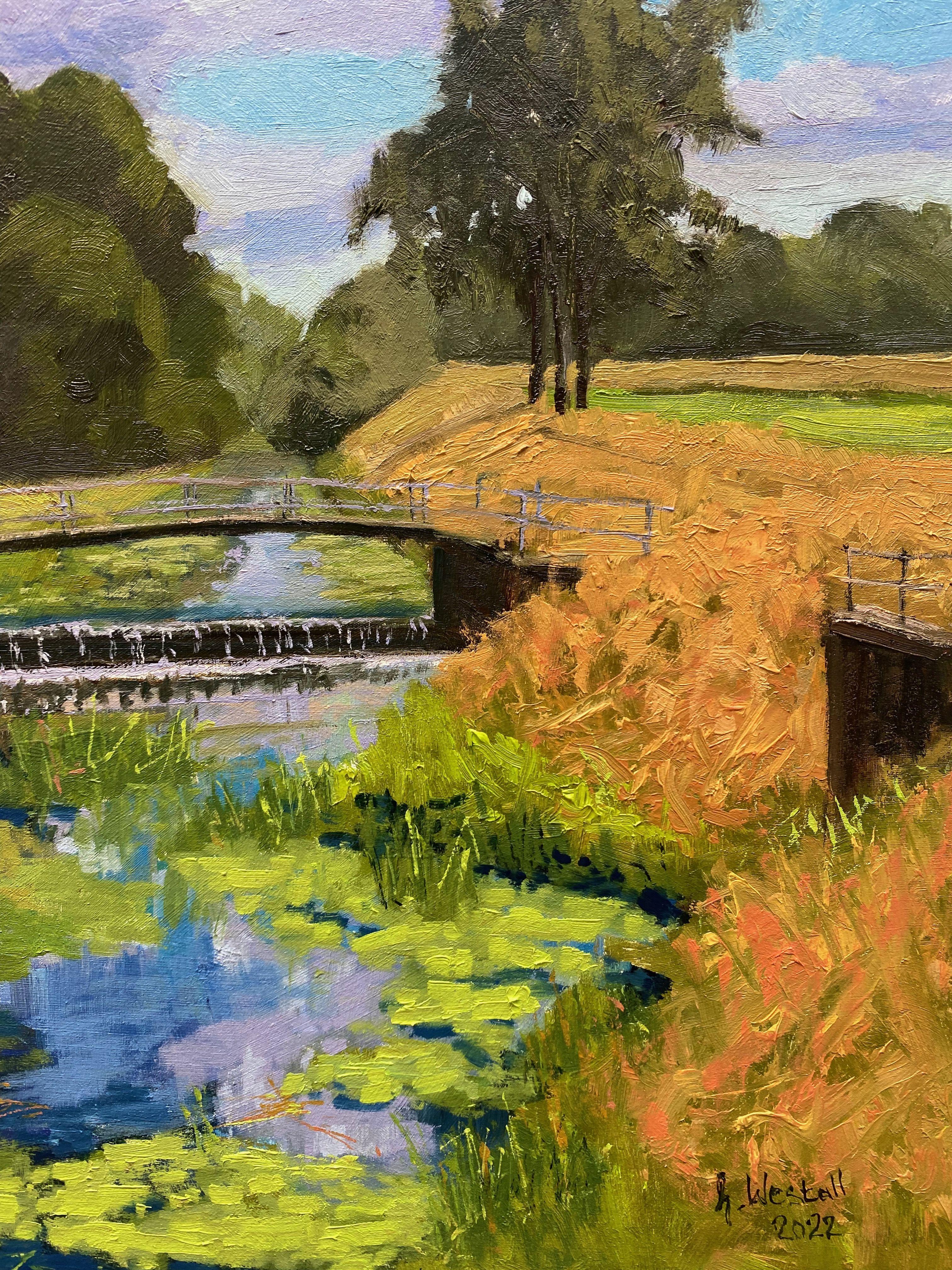 Weir GroÃŸe Aue, Painting, Oil on MDF Panel For Sale 2