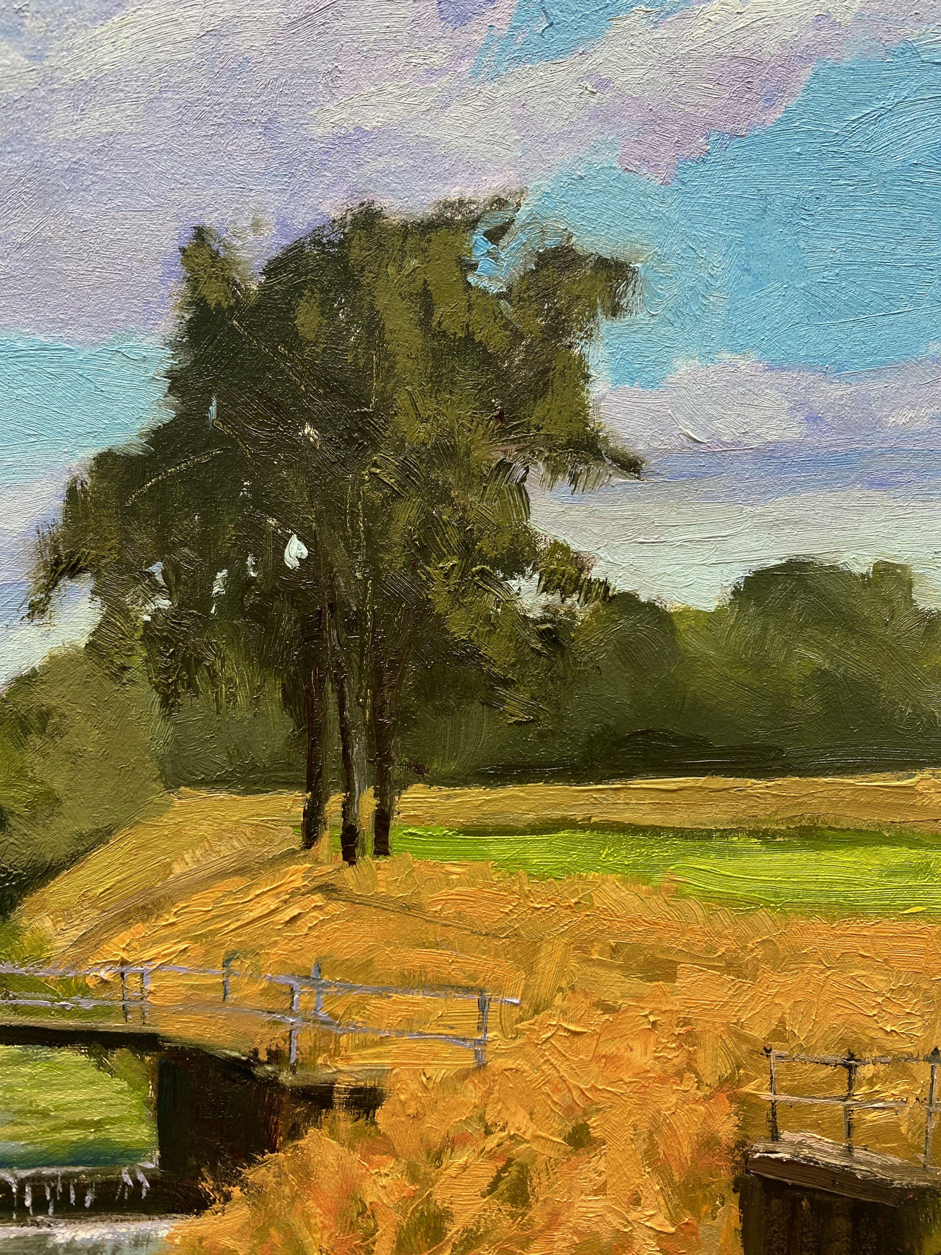 Weir GroÃŸe Aue, Painting, Oil on MDF Panel For Sale 3