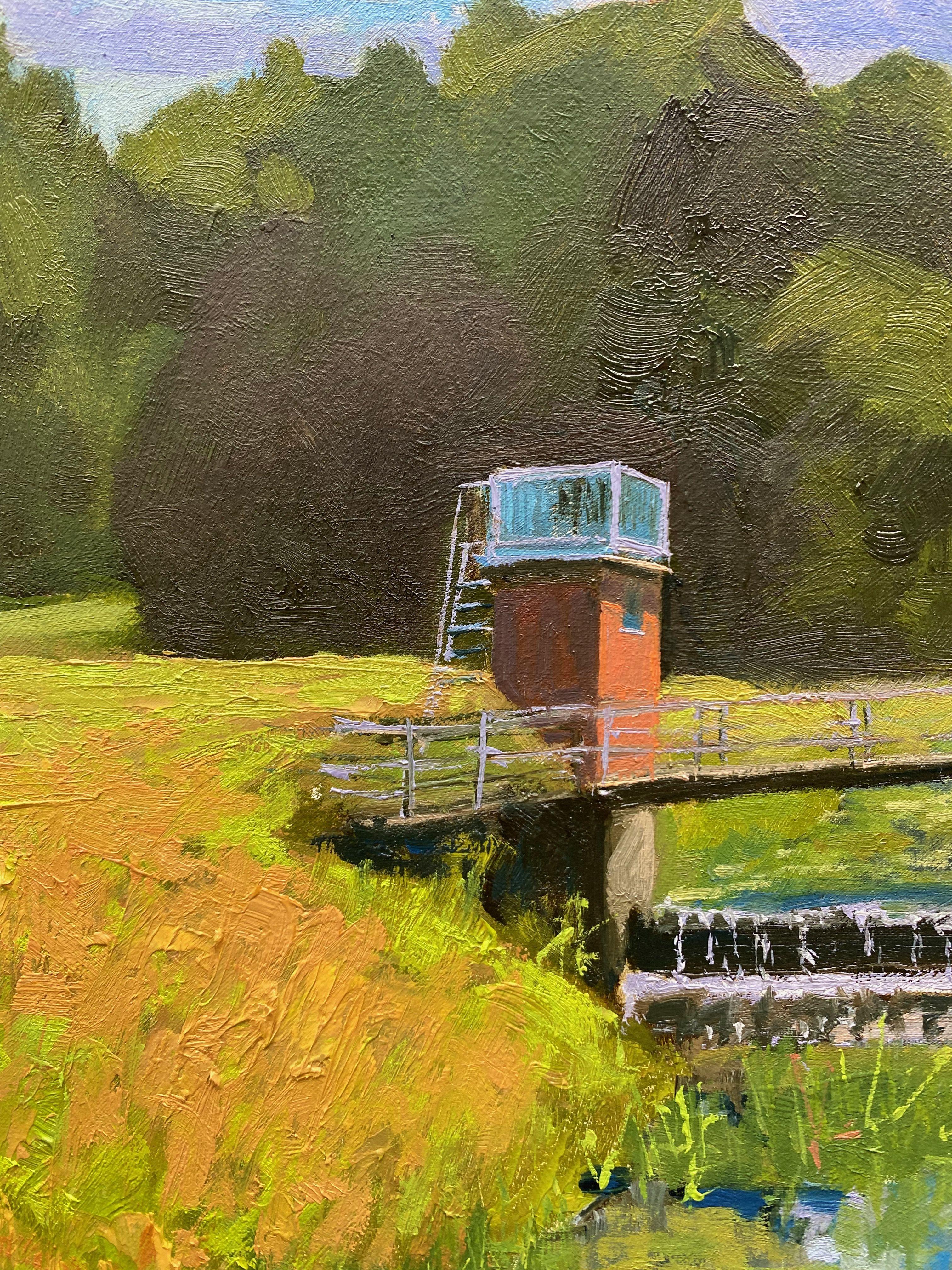 Weir GroÃŸe Aue, Painting, Oil on MDF Panel For Sale 4
