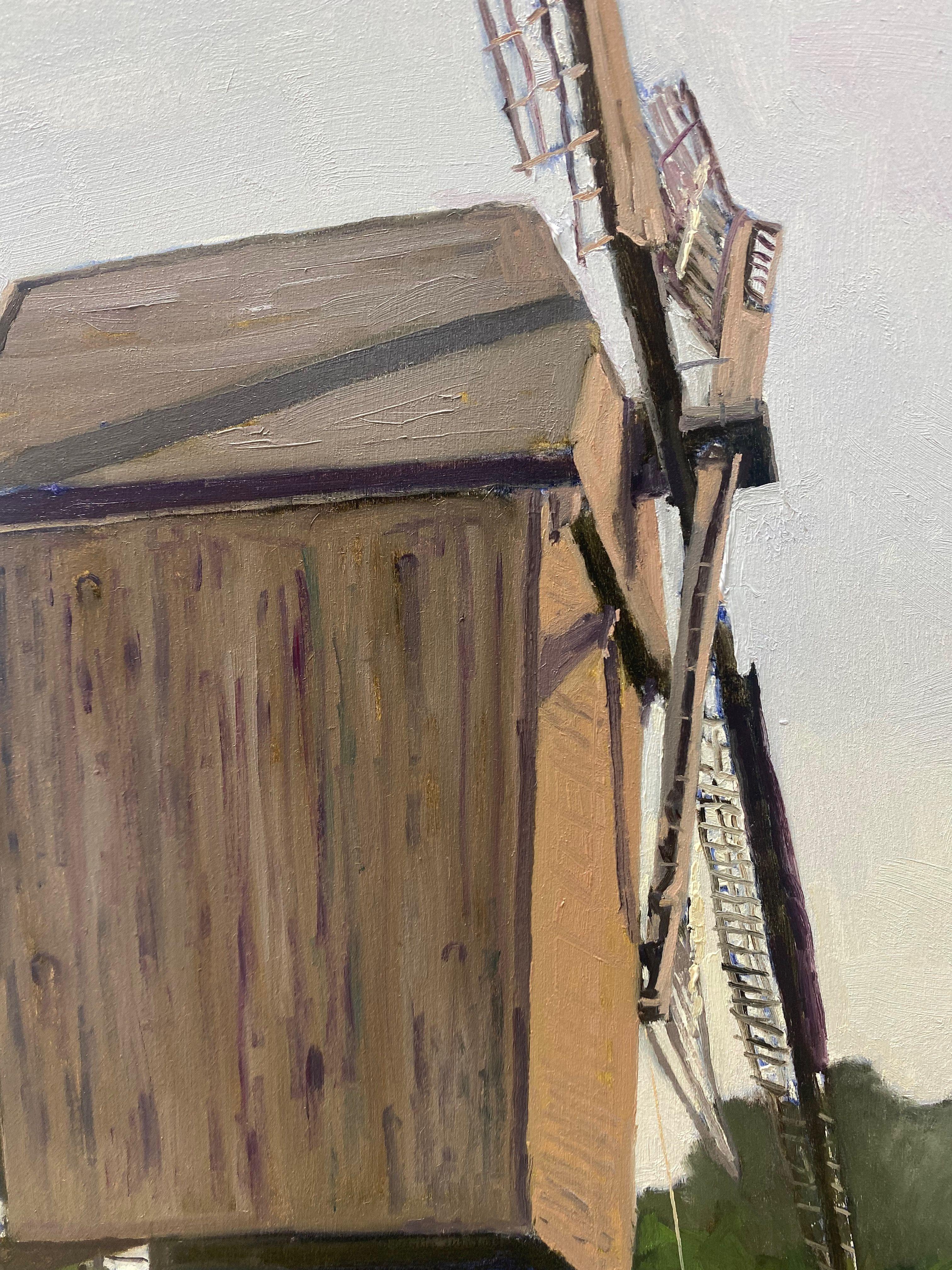 Windmill Wehe, Germany, Painting, Oil on MDF Panel For Sale 1