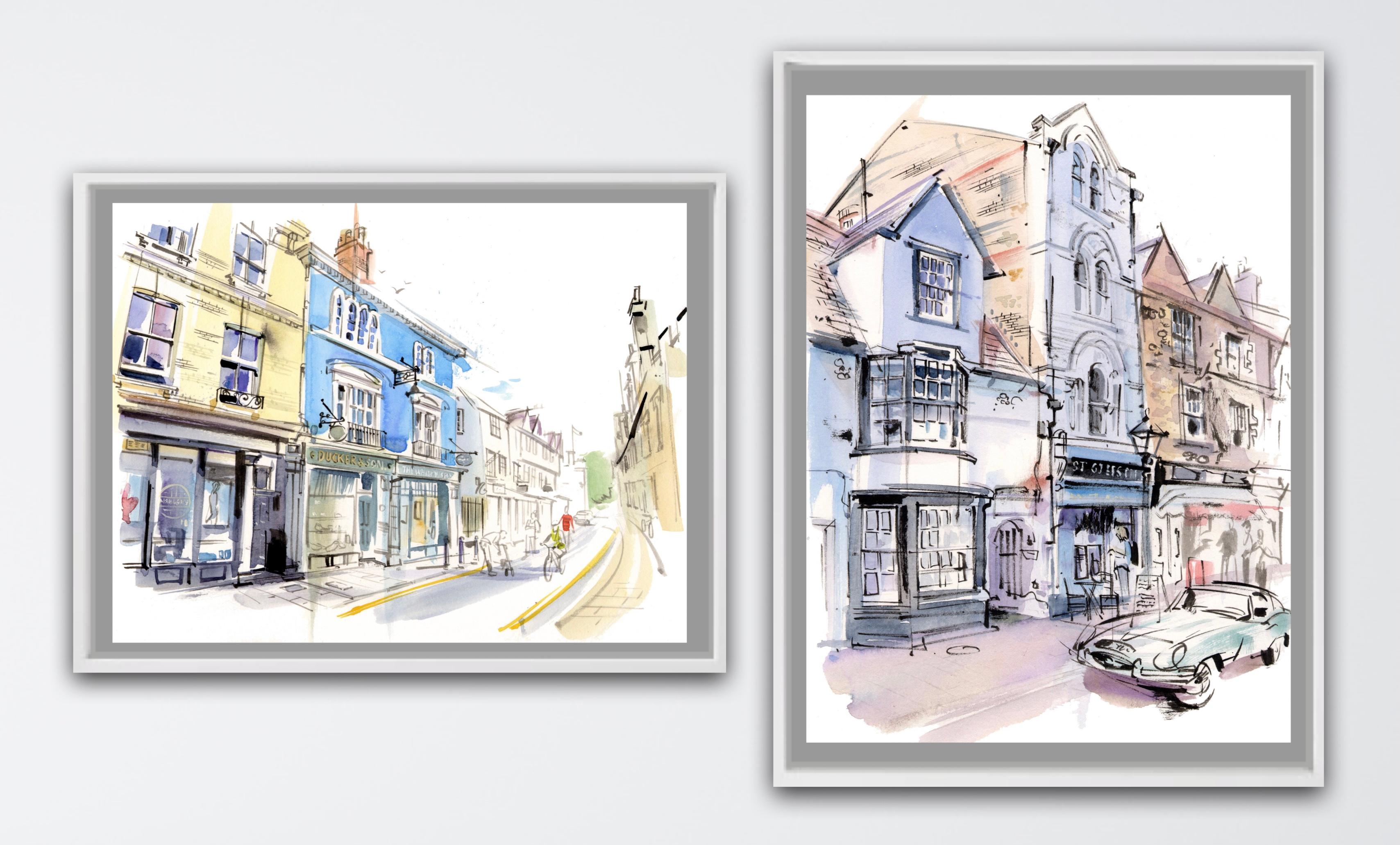Gary Wing Figurative Painting - Turl Street and St Giles Café Diptych
