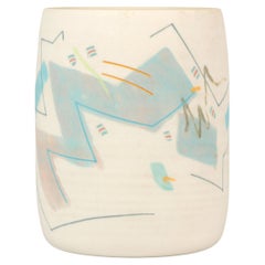 Jarrón de Studio Pottery de cerámica de porcelana con diseño abstracto de Gary Wornell