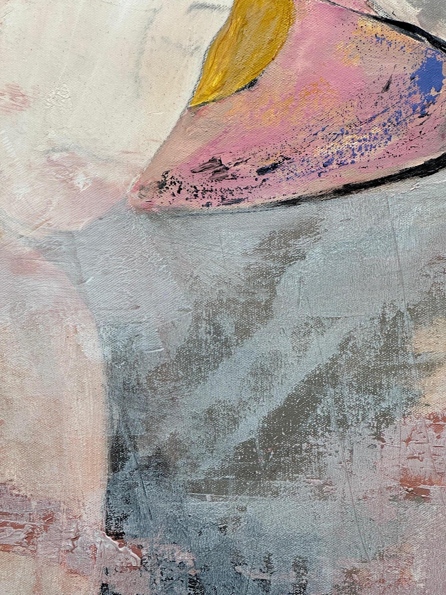 Gary Zack, „Big Pink Bow“, Frauenporträt mit rosa Hut, Ölgemälde 30x30 im Angebot 5