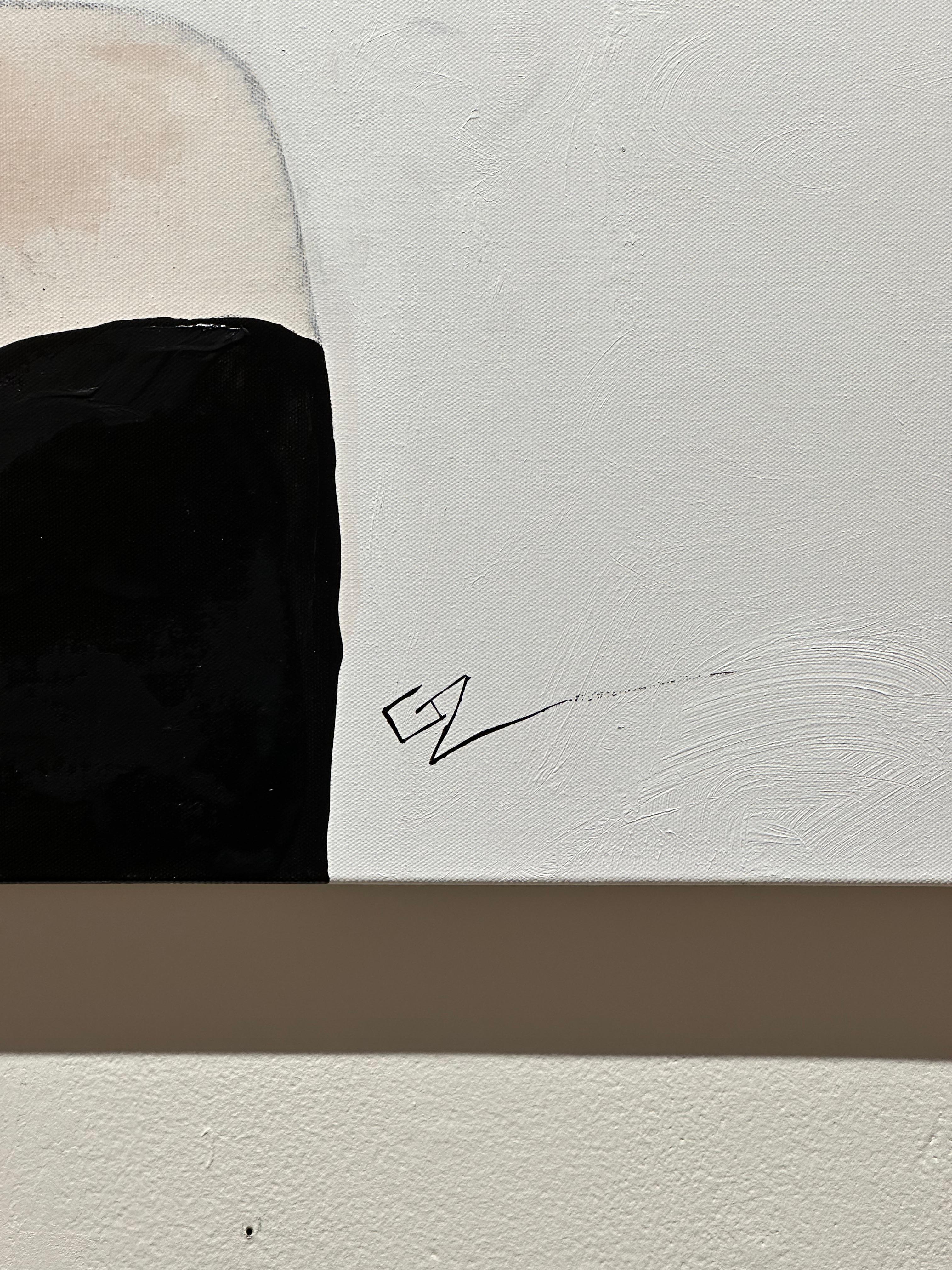 Gary Zack, „Classic Black and White“, Frauenporträt mit Hut, Ölgemälde 36x36, Gary Zack im Angebot 5