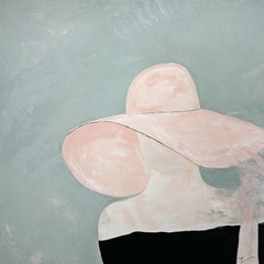 Gary Zack, "Classic Pastels", Woman Portrait with Pink Hat Oil Painting 36x36