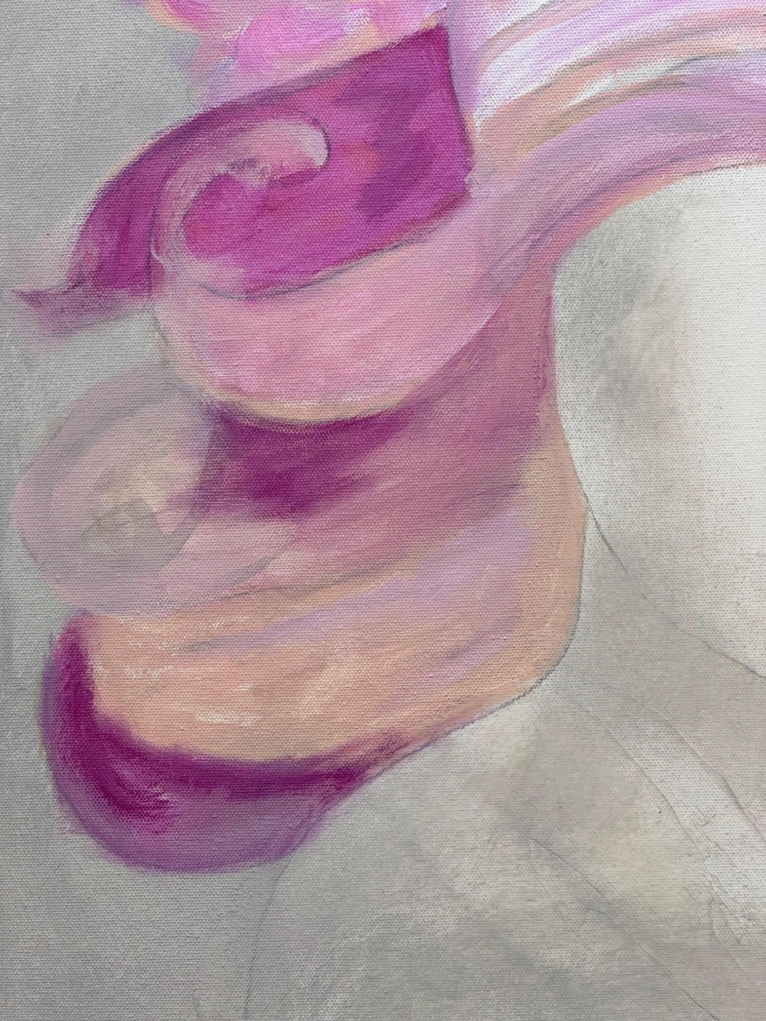 Gary Zack, „Pink Elegance“, Frau mit rosa Hut, Ölgemälde 30x30, Gary Zack im Angebot 5