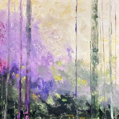 Gary Zack, "Estival", pittura a olio su tela 20x20 con albero stagionale e atmosfera