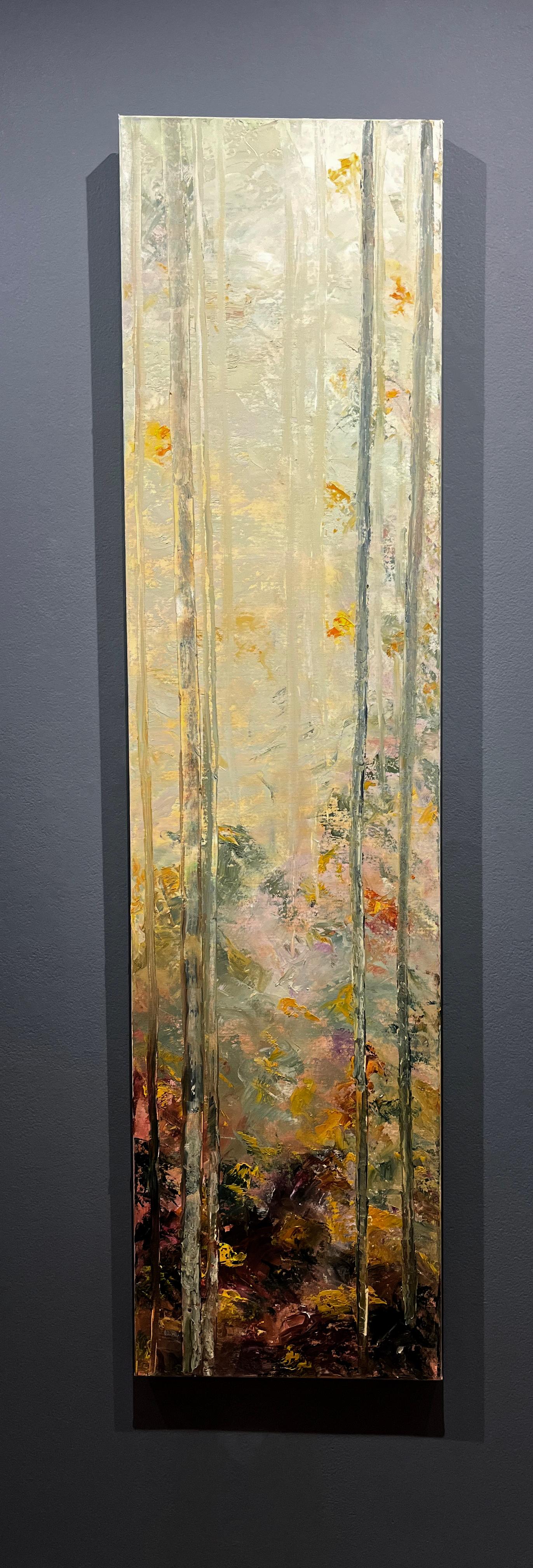Gary Zack, „Fall“, 60x15 Atmosphärisches Ölgemälde eines jahreszeitlichen Baumes, Ölgemälde auf Leinwand – Painting von Gary Zack 