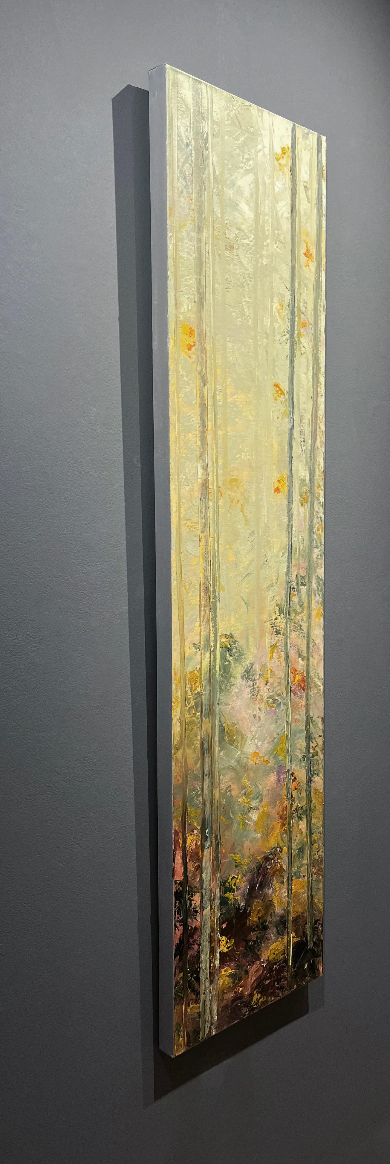 Gary Zack, „Fall“, 60x15 Atmosphärisches Ölgemälde eines jahreszeitlichen Baumes, Ölgemälde auf Leinwand (Impressionismus), Painting, von Gary Zack 