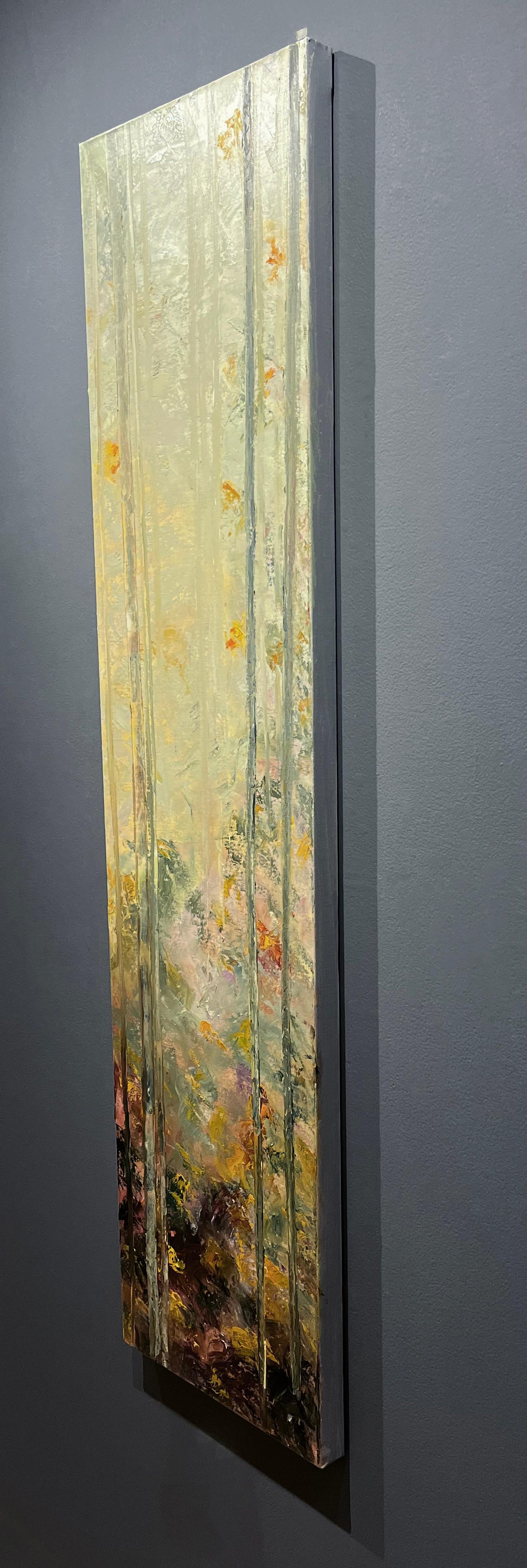 Gary Zack, „Fall“, 60x15 Atmosphärisches Ölgemälde eines jahreszeitlichen Baumes, Ölgemälde auf Leinwand (Schwarz), Abstract Painting, von Gary Zack 