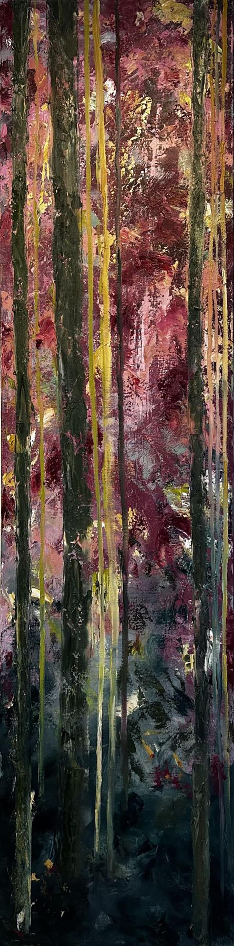 Gary Zack, "Primavera", 60x15 Pittura a olio su tela di alberi stagionali e d'atmosfera