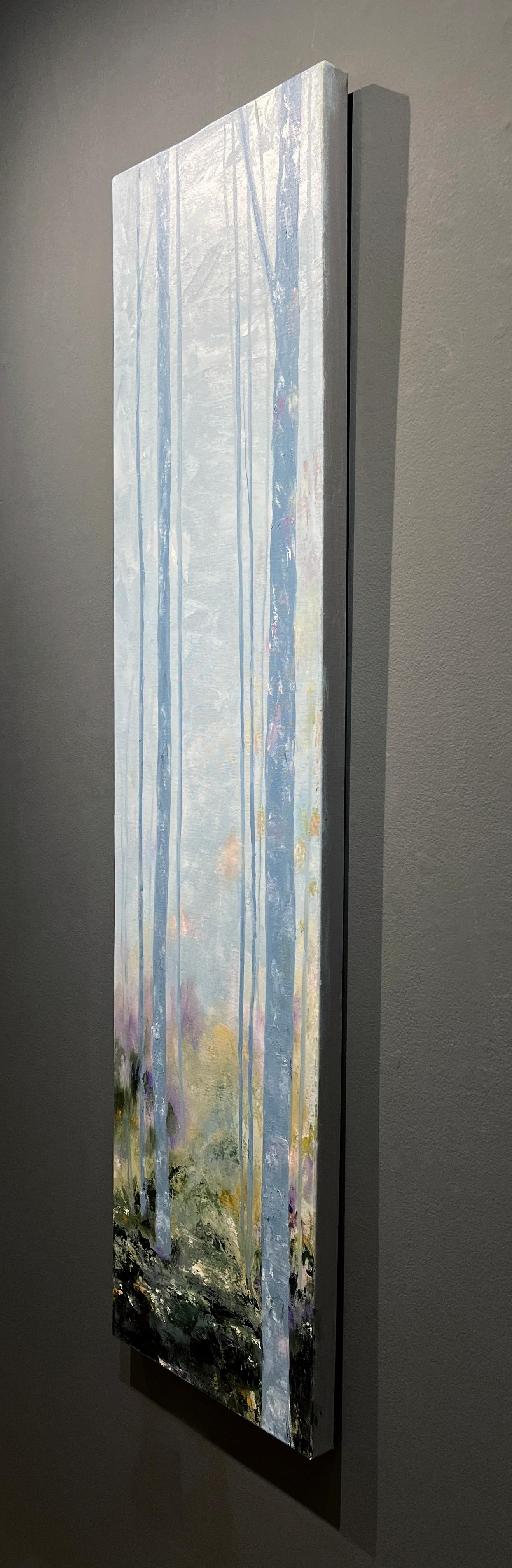 Gary Zack, „Winter“, 60x15 Atmosphärisches Ölgemälde eines jahreszeitlichen Baumes, Ölgemälde auf Leinwand (Schwarz), Abstract Painting, von Gary Zack 