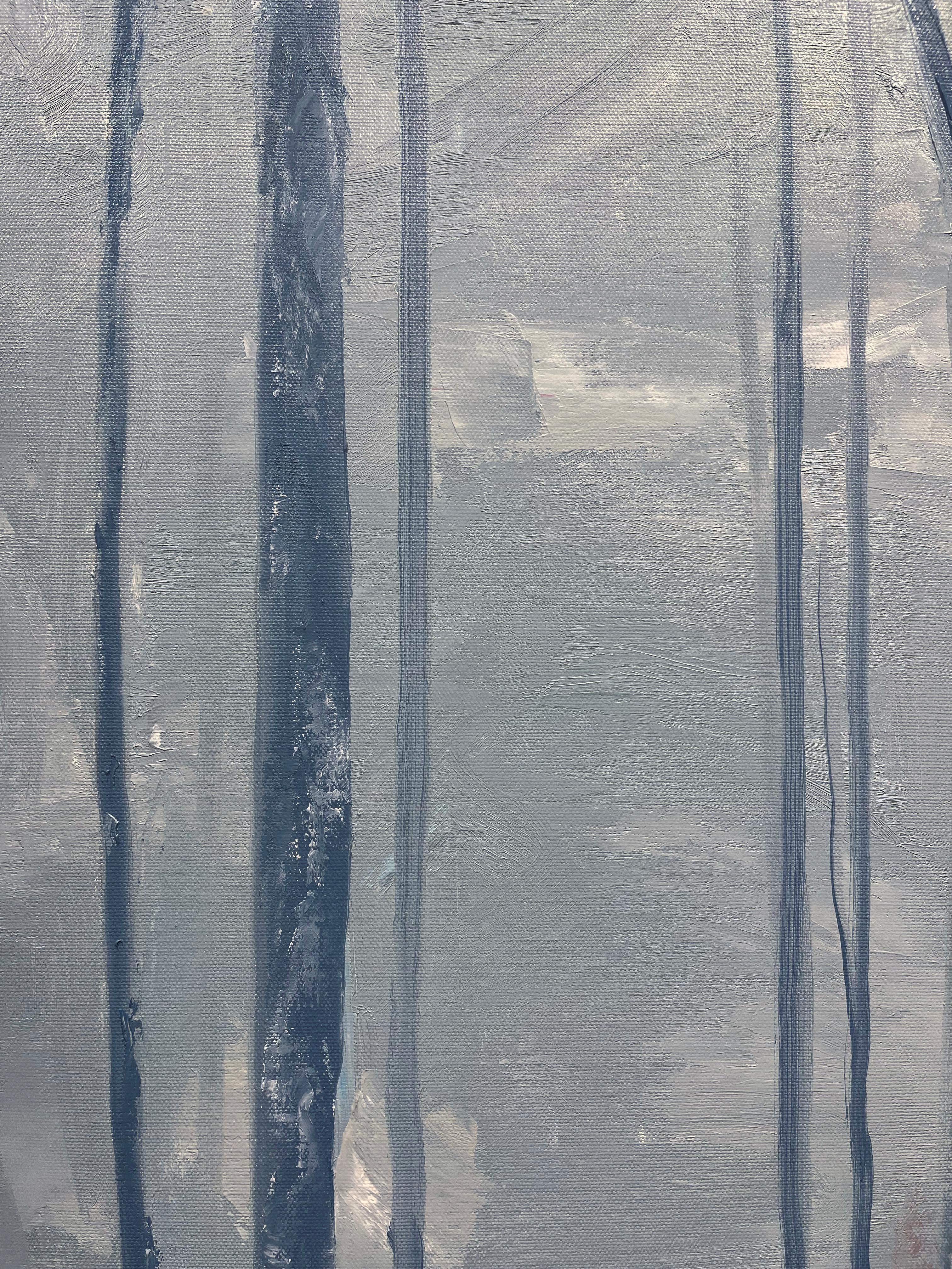 Gary Zack, „Winter“, 60x15 Atmosphärisches Ölgemälde eines jahreszeitlichen Baumes, Ölgemälde auf Leinwand im Angebot 2