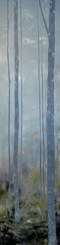 Gary Zack, "Inverno", 60x15 Pittura a olio su tela di alberi stagionali e d'atmosfera