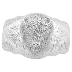 Gary's Custom Saddlery Maker Sterling Silver Bison Buffalo Belt Buckle