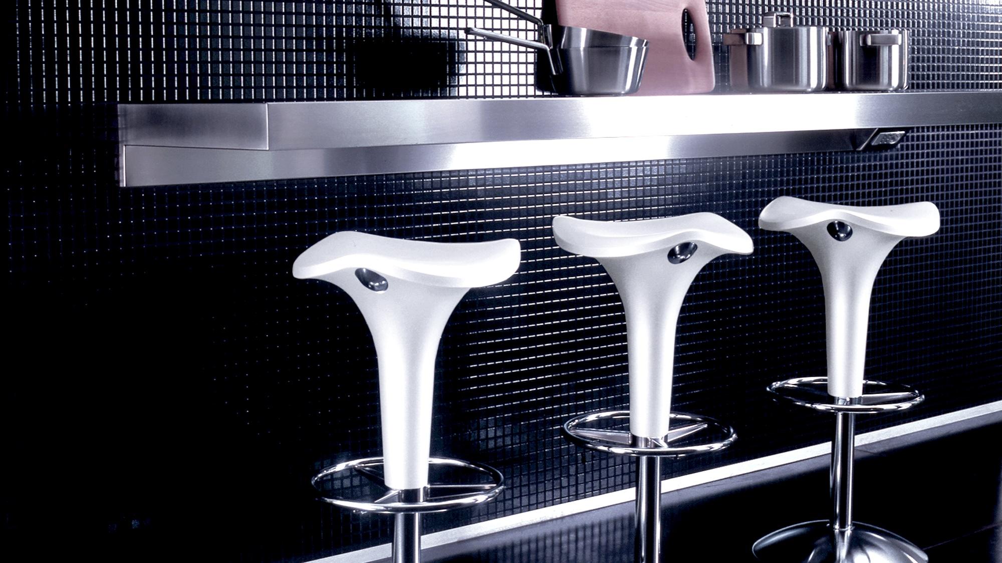 Acier Tabouret selle réglable au gaz Rexite Zanzibar design Raul Barbieri - Gris perle en vente