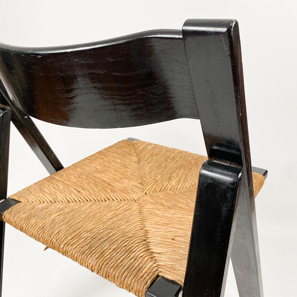 Beech Gascón Wood and Bulrush Folding Chair, 1970's