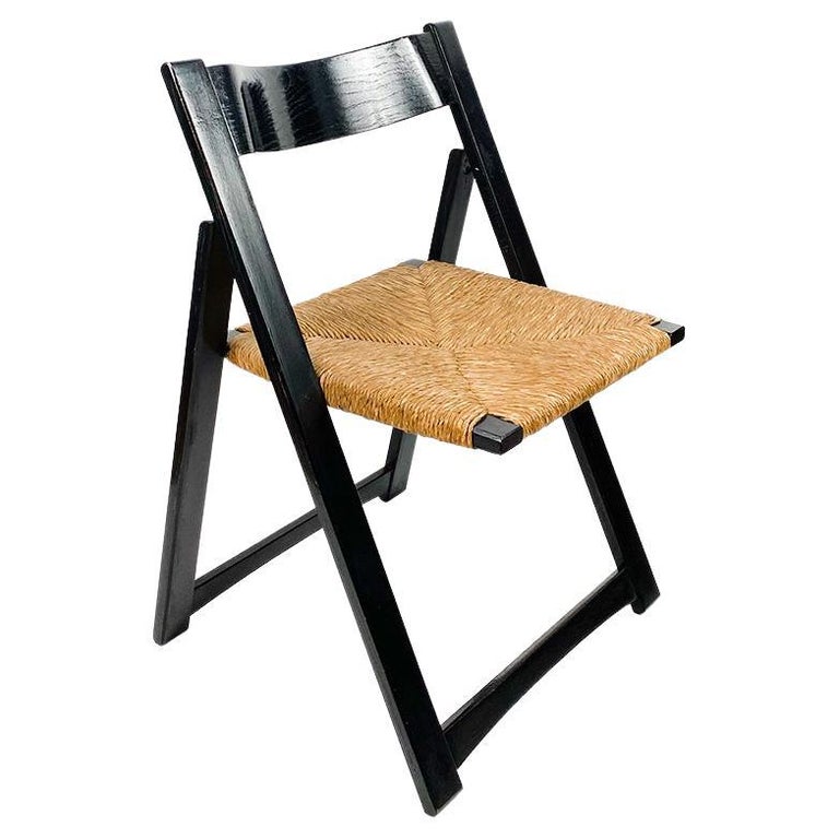 Gascón Wood and Bulrush Folding Chair, 1970's at 1stDibs