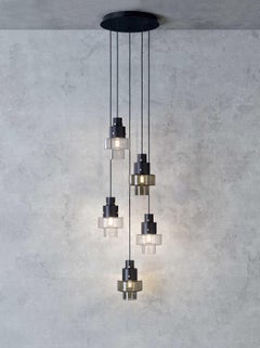Gask Suspension Lamp in Black with Transparent Diffuser by Diesel Living