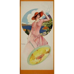 Circa 1920 original poser by Gaspar Camps : Élégante à l'ombrelle