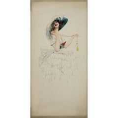 Circa 1920 original poser by Gaspar Camps : Élégante au chapeau