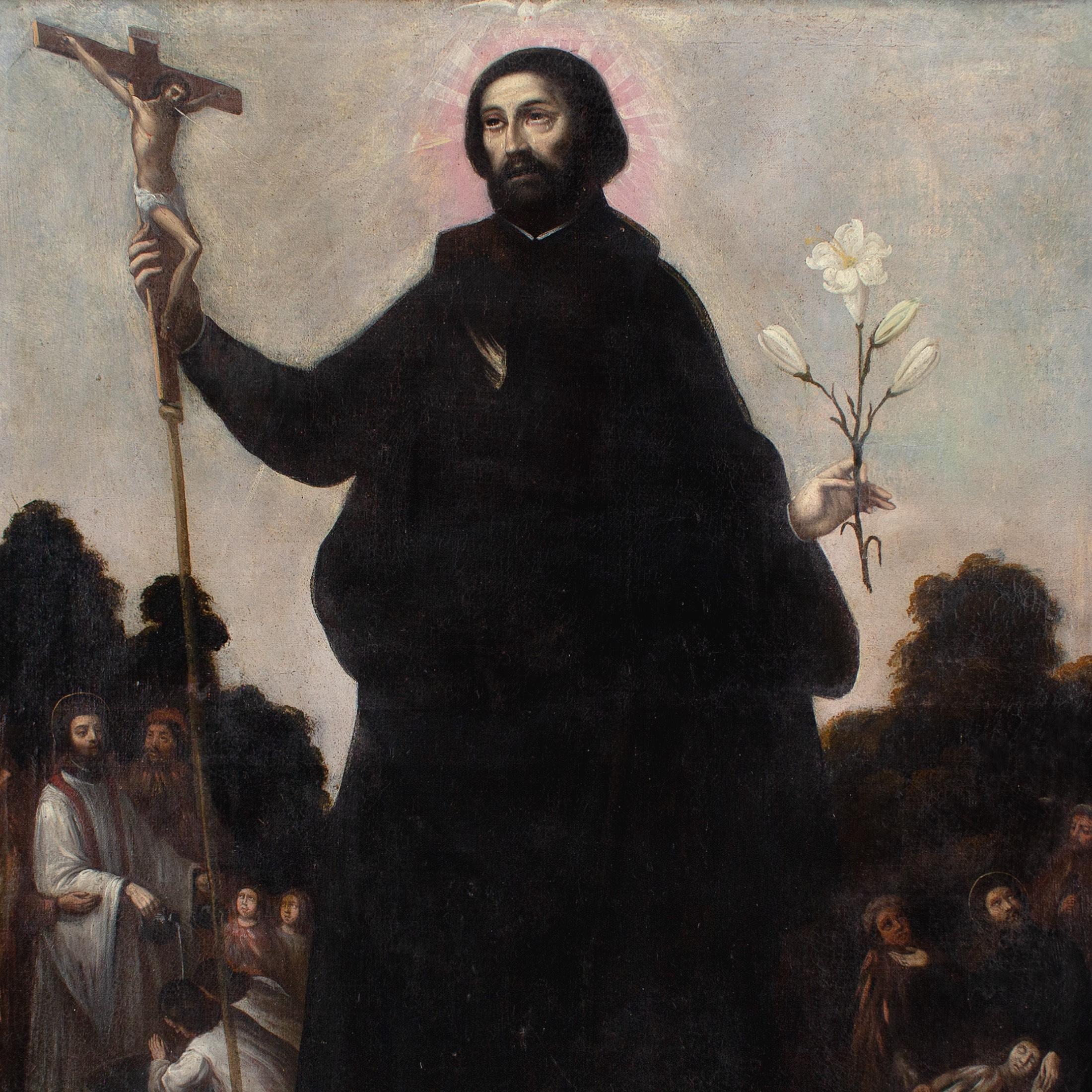 Gaspar de Figueroa (dem Workshop zugeschrieben), Heiliger Franz Xaver, Pre-Columbian (Schwarz), Figurative Painting, von Gaspar de Figueroa (Workshop)