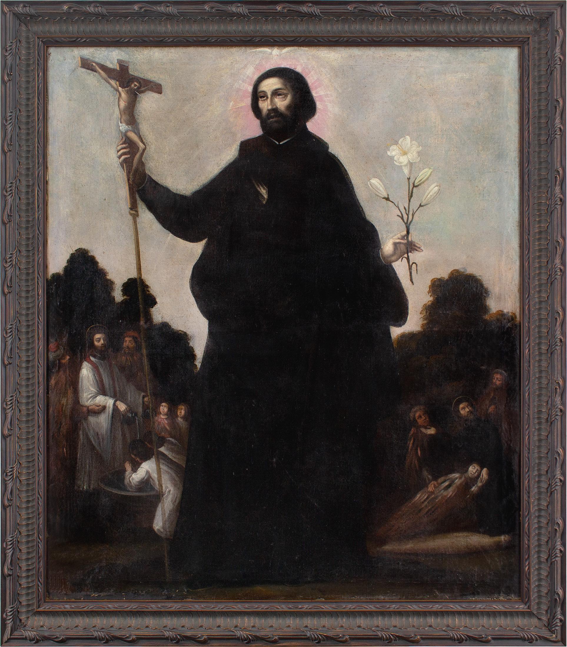 Gaspar de Figueroa (Workshop) Figurative Painting – Gaspar de Figueroa (dem Workshop zugeschrieben), Heiliger Franz Xaver, Pre-Columbian