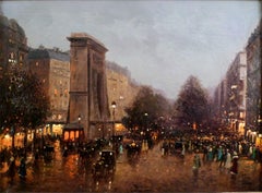 "Le Porte Saint-Denis, Paris", 19th Century Oil on Canvas by Gaspar Miró i Lleó
