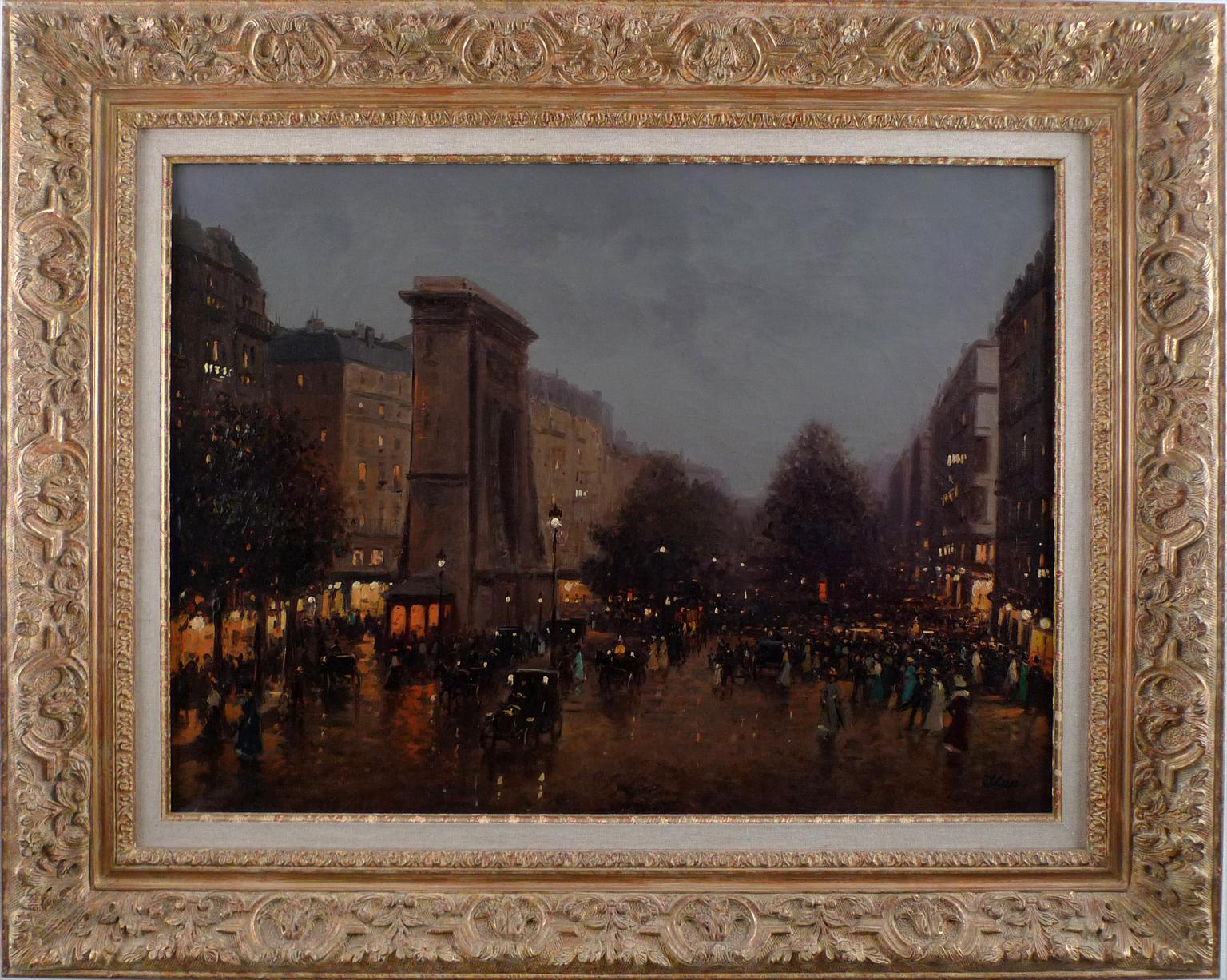 "Le Porte Saint-Denis, Paris", 19th Century Oil on Canvas by Gaspar Miró i Lleó