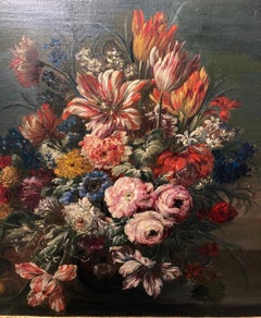 Großes Blumenstillleben, Kreis Verbruggen, Blumenstück mit Tulpen und Rosen