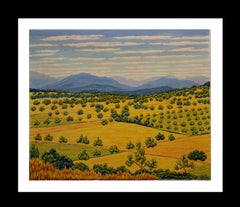 Campos de Mallorca original naif expressionist oil canvas painting