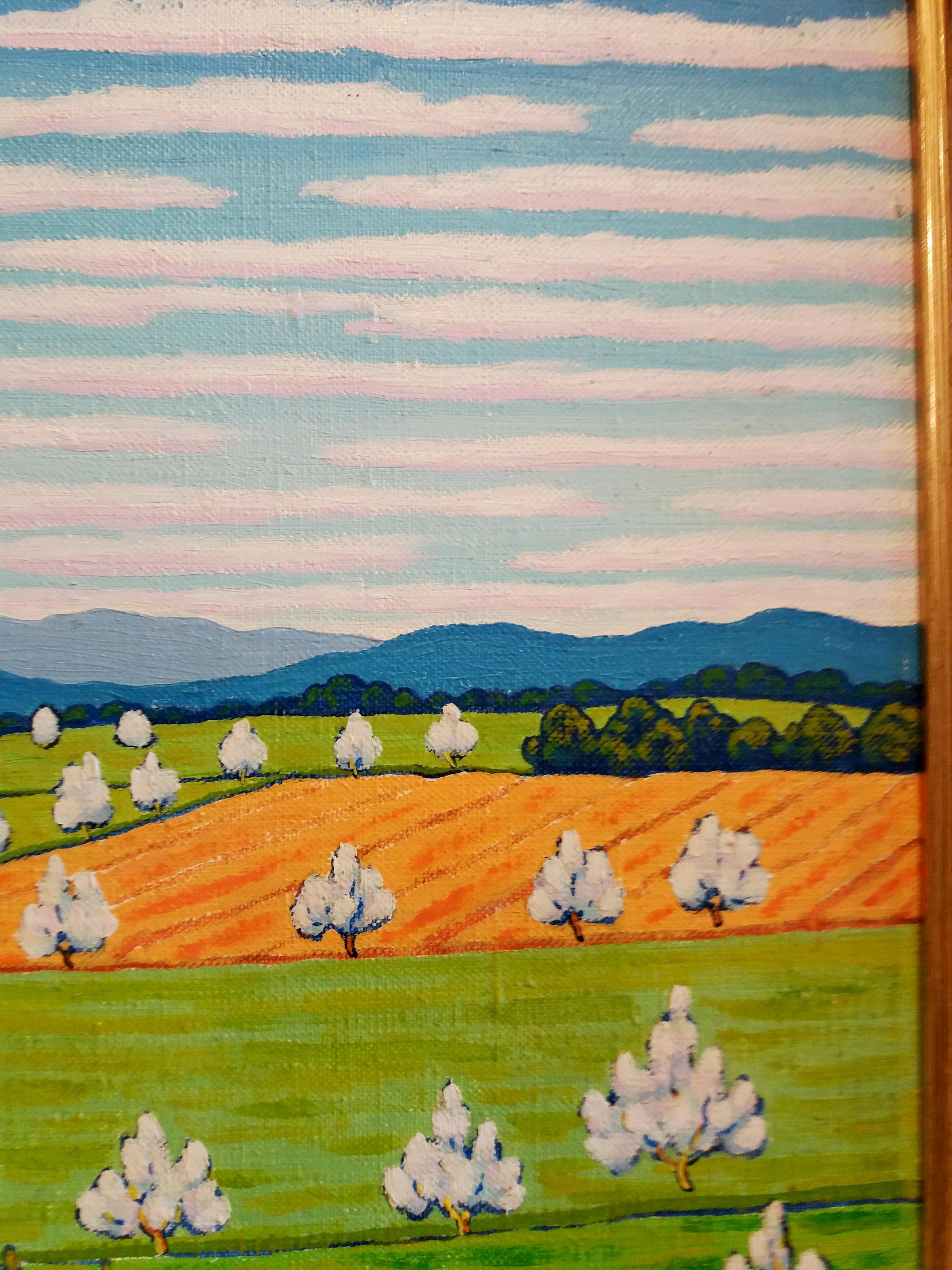 Gaspar Riera. 27 Verde. Almendros en flor. Mallorca expresionista original 1