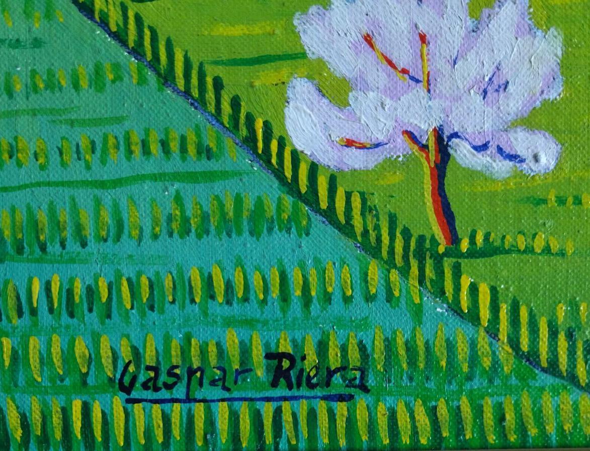 Gaspar Riera.  Green. Almond . Majorca original expressionist - Contemporary Painting by Gaspar Riera Moragues