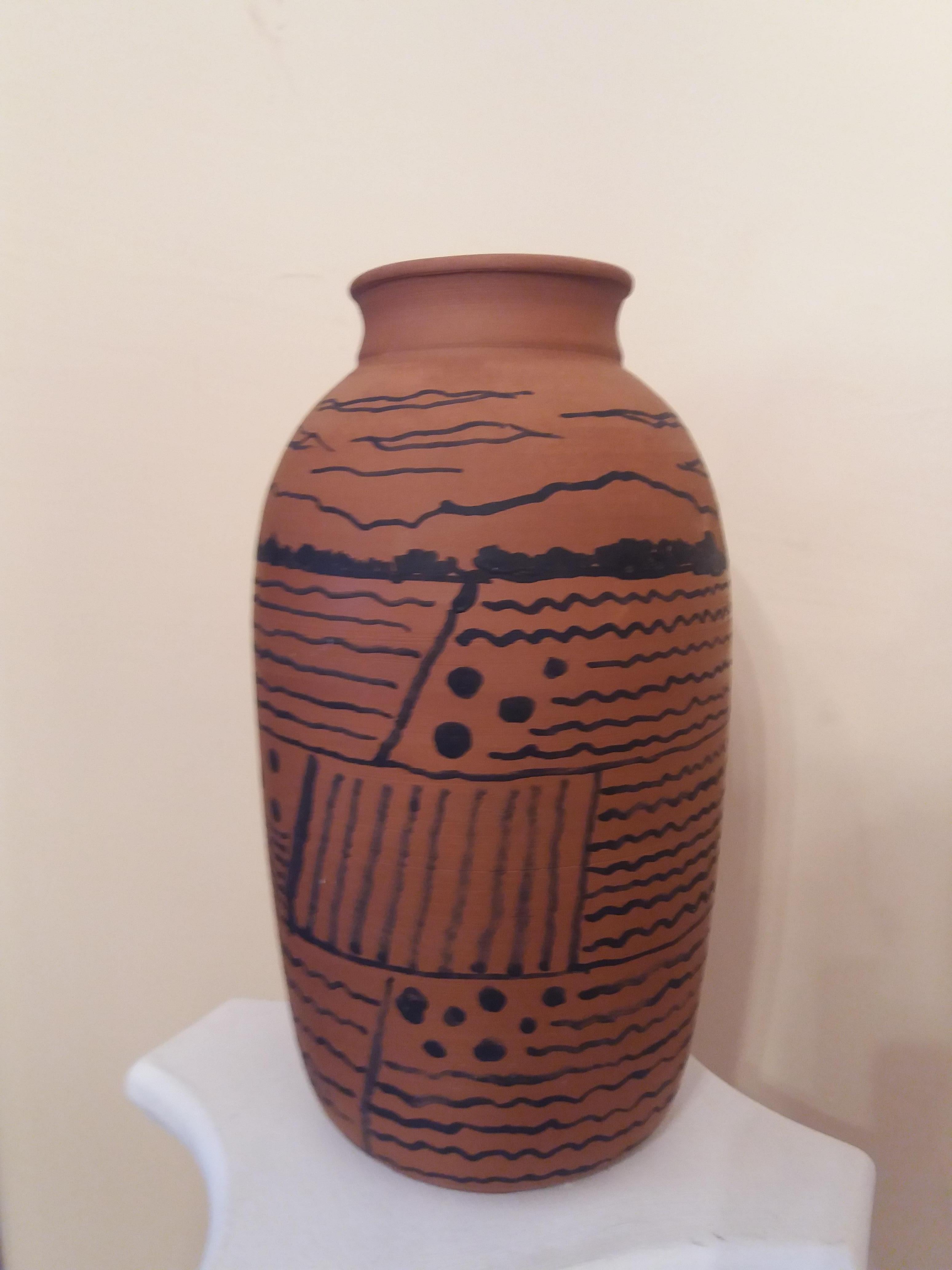 Graspar Riera  Terracotta Cylinder  Mallorca original ceramic sculpture - Sculpture by Gaspar Riera Moragues
