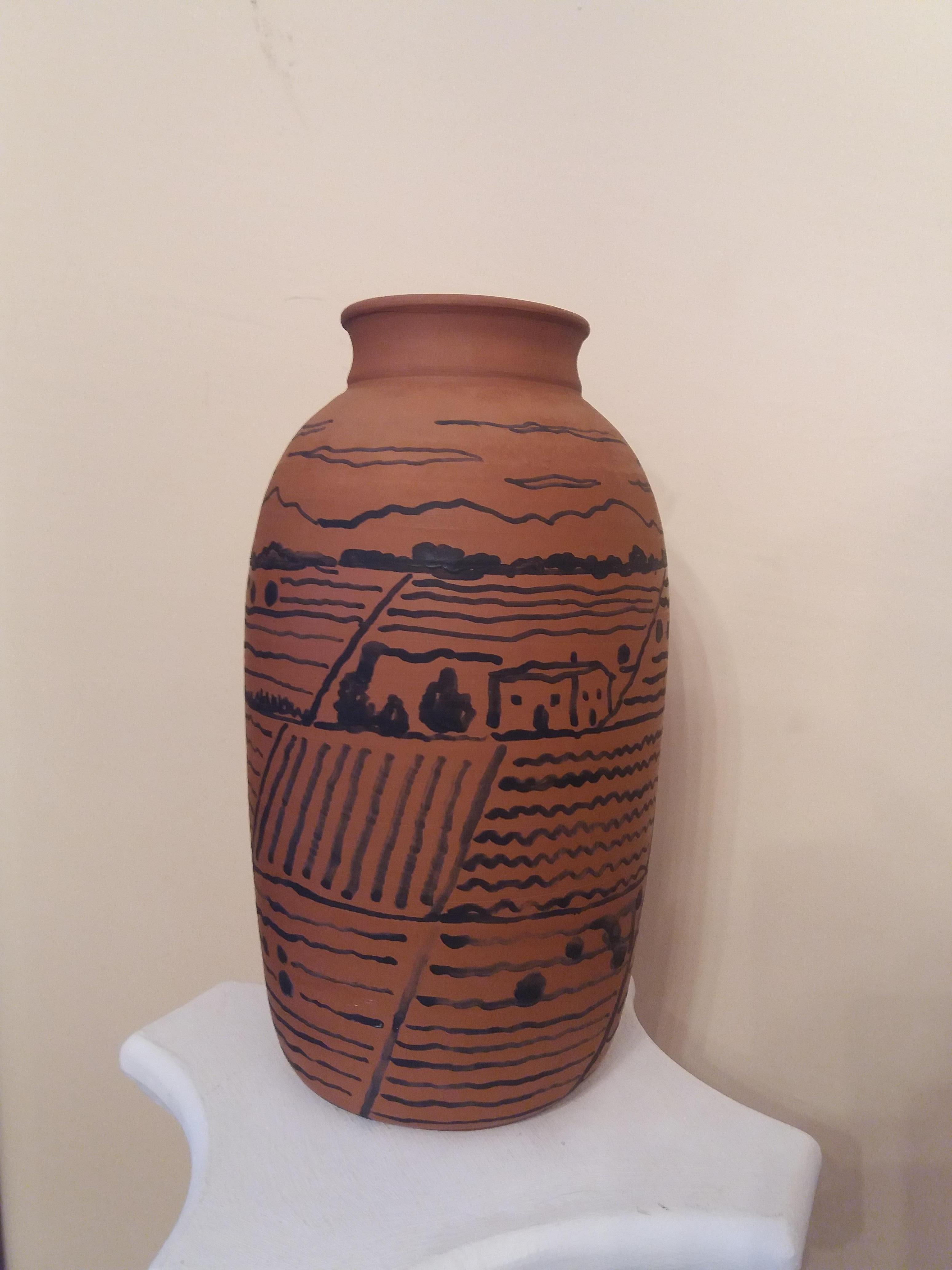  Graspar Riera  6 Terracotta Cylinder  Mallorca original ceramic sculpture For Sale 1