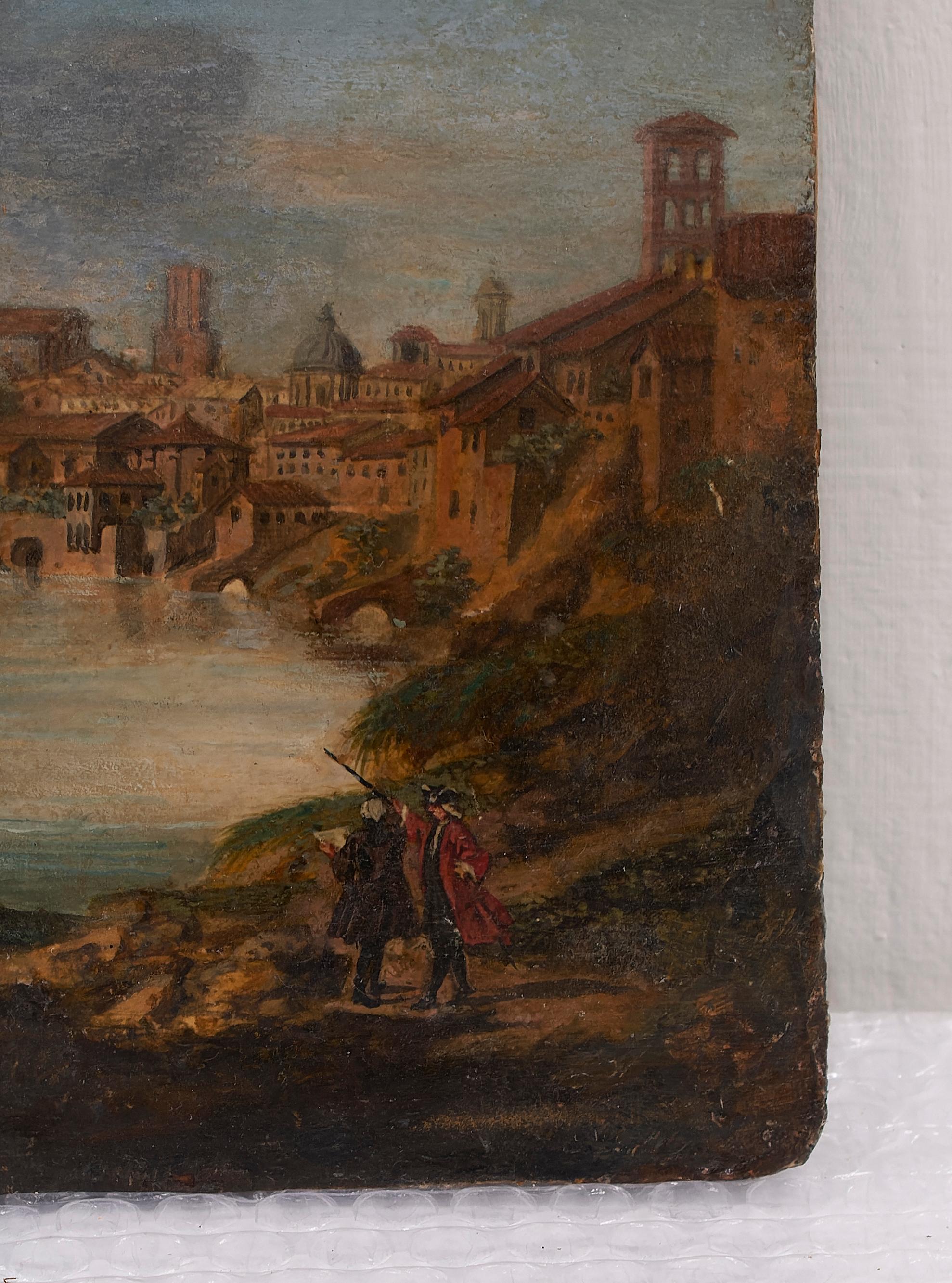 Peinture du 19e siècle représentant une vue de Venise d'après Gaspar Van Wittel (1653-1736) - Noir Landscape Painting par Gaspar Van Wittel (Vanvitelli)