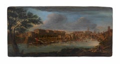 Pittura del XIX secolo con veduta di Venezia dopo Gaspar Van Wittel (1653-1736)