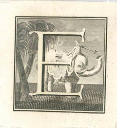 Antique Antiquities of Herculaneum Letter E - Etching by Gaspar V. Wittel- 18th Century