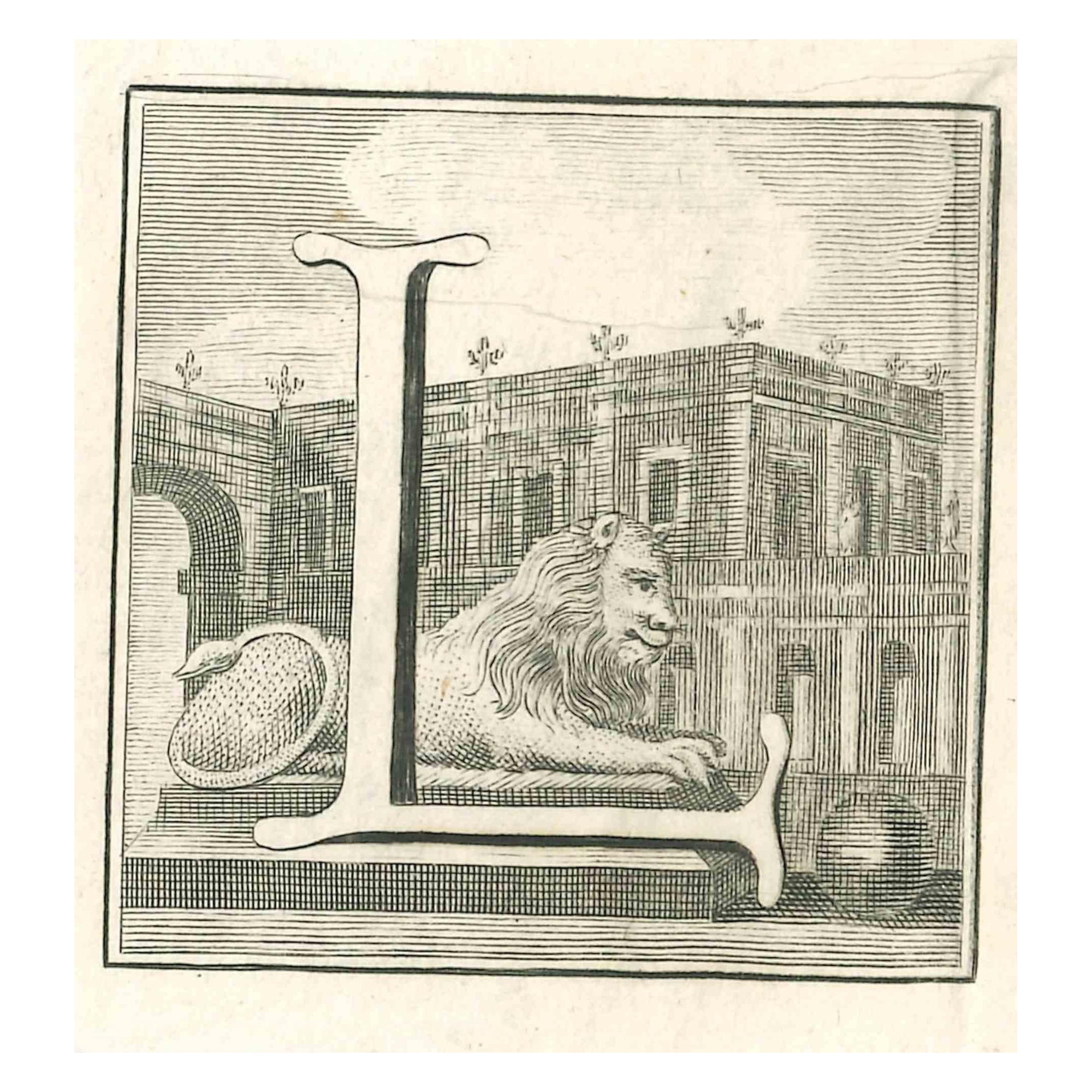 Antiquities of Herculaneum Letter L - Etching by Gaspar V. Wittel- 18th Century