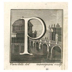 Antiquities of Herculaneum Letter P - Etching by Gaspar V. Wittel- 18th Century