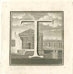 Antiquities of Herculaneum Letter T - Etching by Gaspar V. Wittel- 18th Century