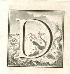 Lettre D - Gravure de Gaspar V. Wittel - 18ème siècle