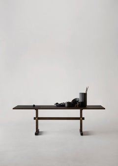 Gaspard Dark Oak and Brass Dining Table 240 by Eberhart Furniture